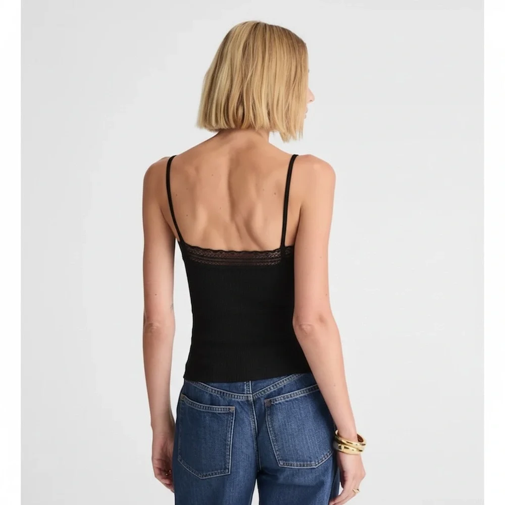 NWT! Madewell - Lace-Trim Square-Neck Tank - Black - Size Extra Large (XL)